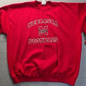 Gildan Nebraska Huskers Football Sweatshirt XXL Red Crewneck Ultra Blend